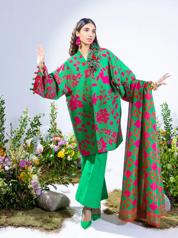 3PC Unstitched Printed Lawn Silk Suit (SI4)