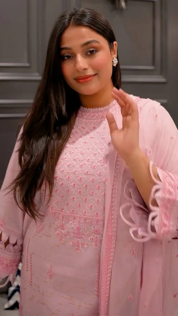 3PC UNSTITCHED EMBROIDERED LUXURY LAWN SUIT