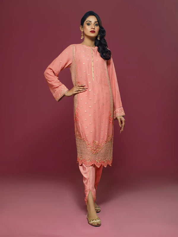 2PC Stitched Chiffon Embroidered Suit