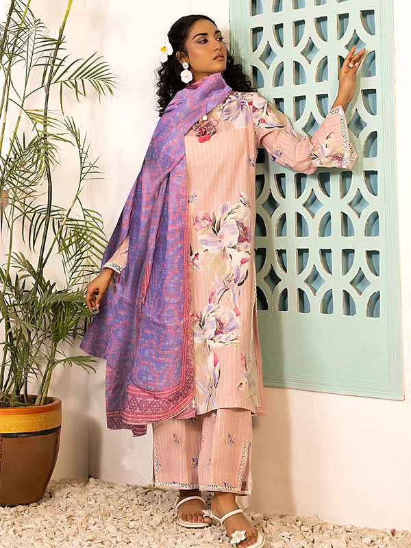 3pc Unstitched Printed Silk Lawn Suit (ASI065)