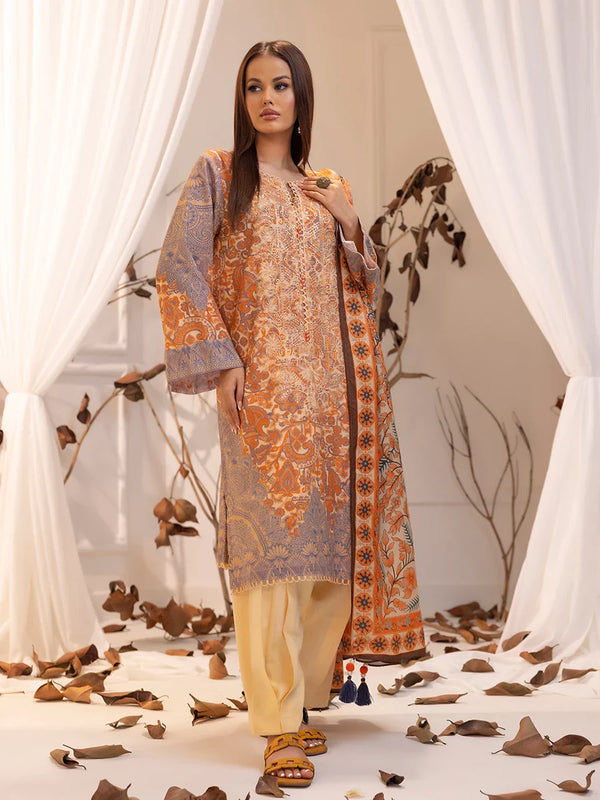 3PC UNSTITCHED LUXURY KHADDAR EMBROIDERED SUIT