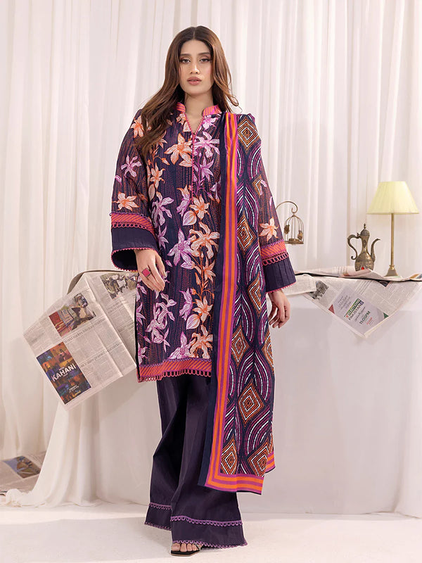 3PC Unstitched Printed Lawn Suit