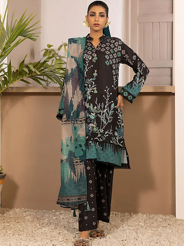 3pc Unstitched Printed Silk Lawn Suit (ASI061)