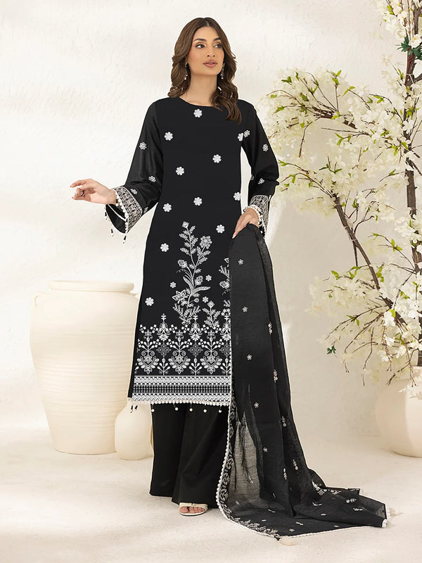 3PC Unstitched Lawn Embroidered Suit (ABW013)