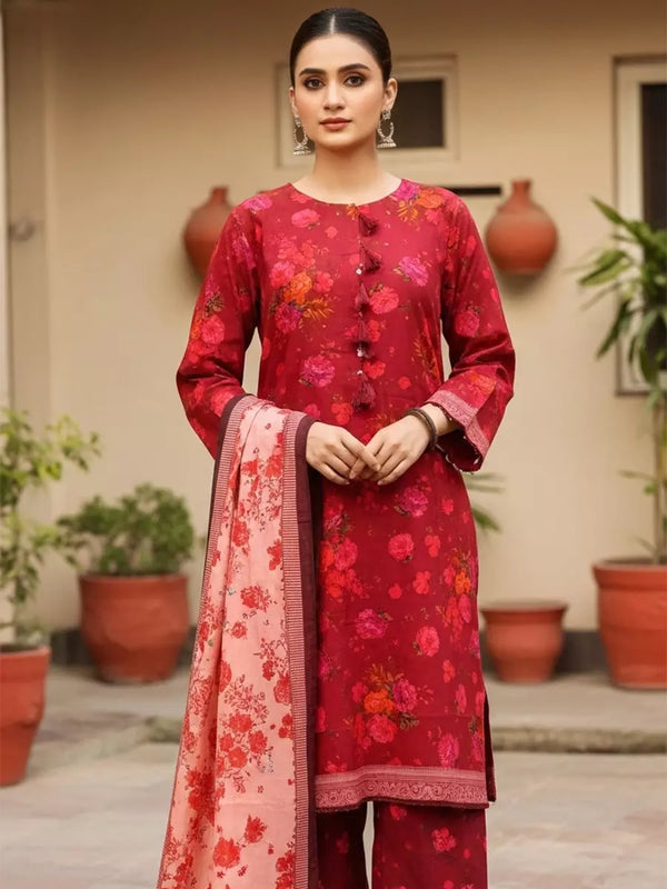3PC Unstitched Printed Khaddar Suit (SUNS7ASI276)
