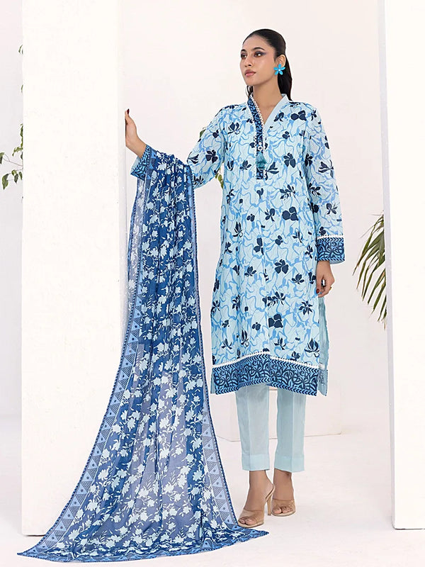 3PC Stitched Lawn Printed  Suit