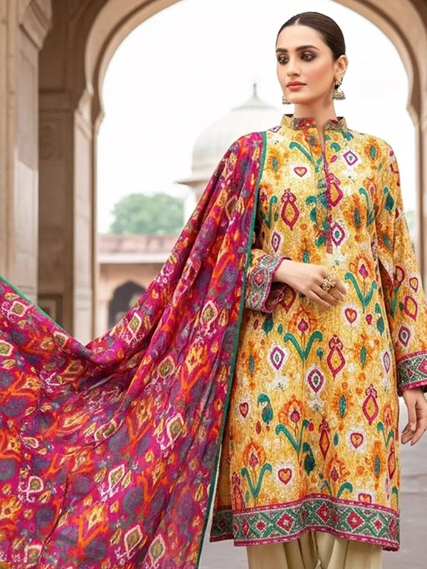 3PC Unstitched Printed Cambric Suit (SSW6U3P393)