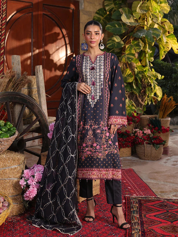 CHROMA-EMBROIDERED LUXURY CAMBRIC UNSTITCHED 3PCS