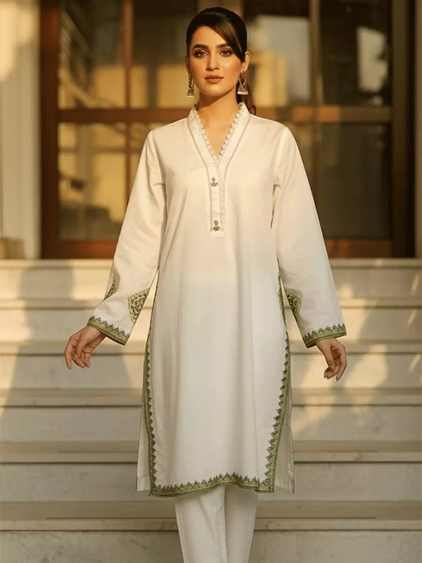 2PC Stitched Cambric Embroidered Suit (AIZ2PEC310)