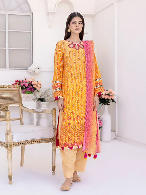 3Pc Chunri Unstitched Lawn Printed Suit (SSW6U3P261)