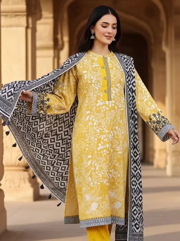 3PC Unstitched Printed Cambric Suit (SSW6U3P386)