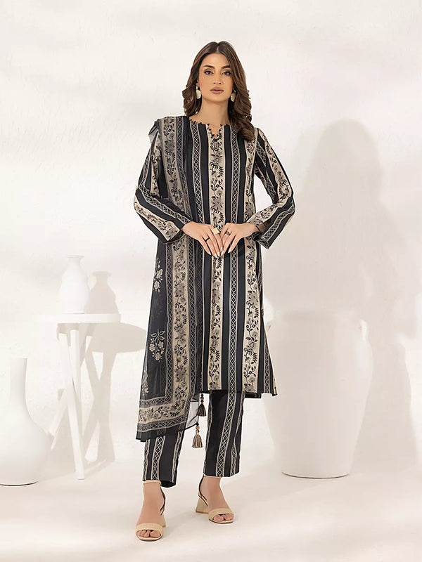 3PC Unstitched Printed Lawn Silk Suit (ASI298)