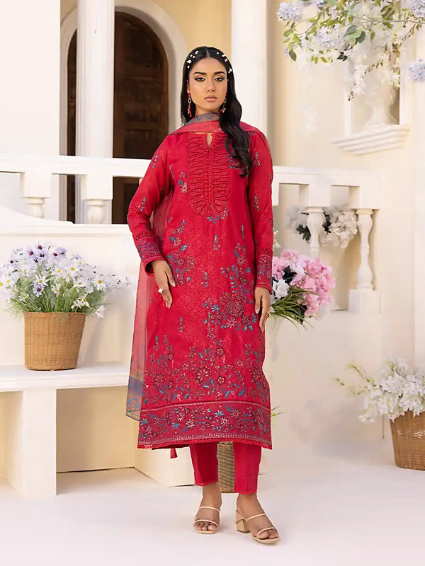 3PC Unstitched Embroidered Luxury Suit (P114)