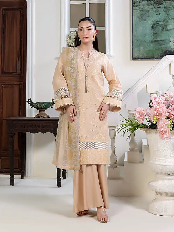 3PC Unstitched Embroidered Lawn Suit (P096)