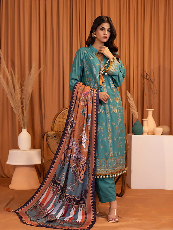 3PC UNSTITCHED EMBROIDERED LUXURY KHADDAR SUIT