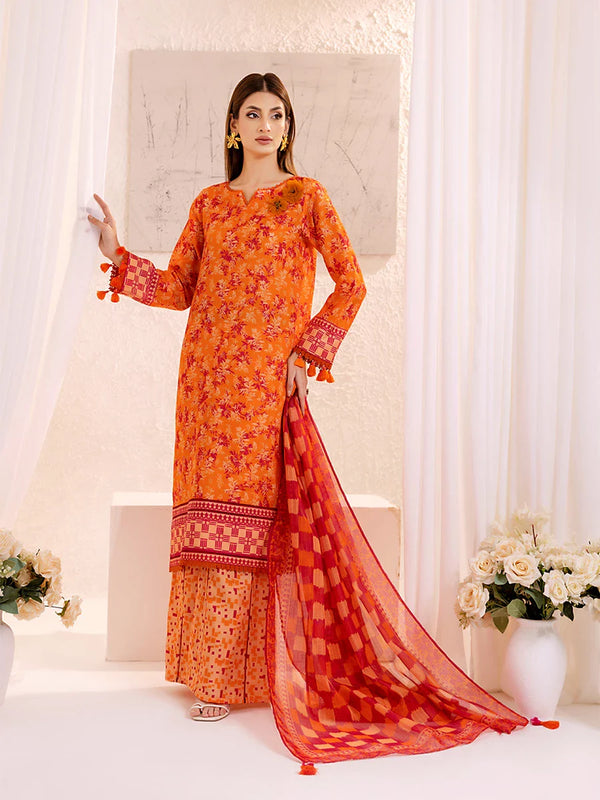 3pc Unstitched Lawn Silk Printed Suit (ASI139)