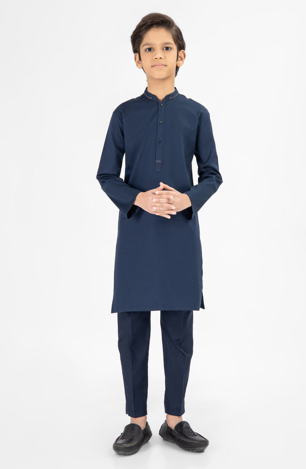 SUMMER'25 BOYS EMBROIDERED KURTA PAJAMA NAVY