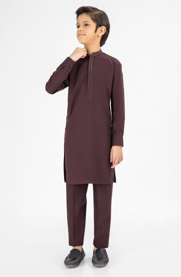 SUMMER'25 BOYS EMBROIDERED KURTA PAJAMA MAROON