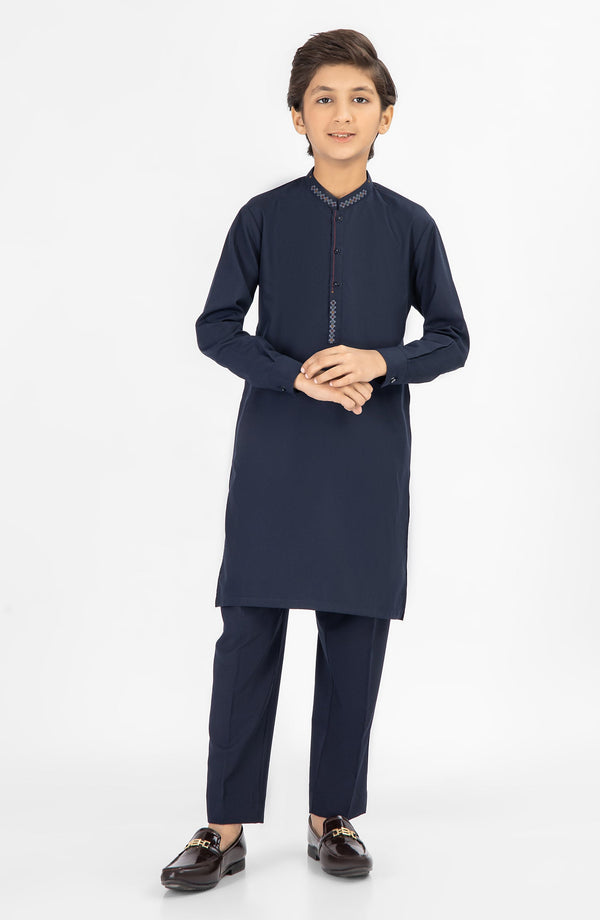 SUMMER'25 BOYS EMBROIDERED KURTA PAJAMA NAVY