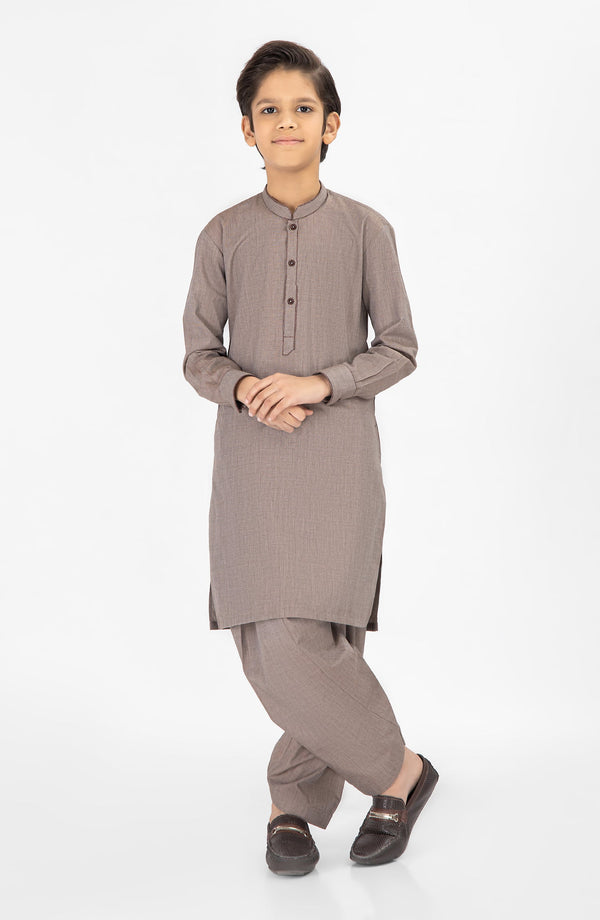 SUMMER'25 BOYS KAMEEZ SHALWAR TEA BROWN