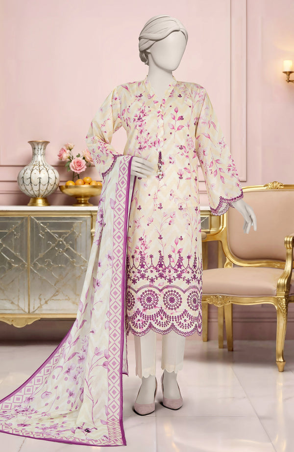 EMBROIDERED PRINTED LAWN 3PCS UNSTITCHED