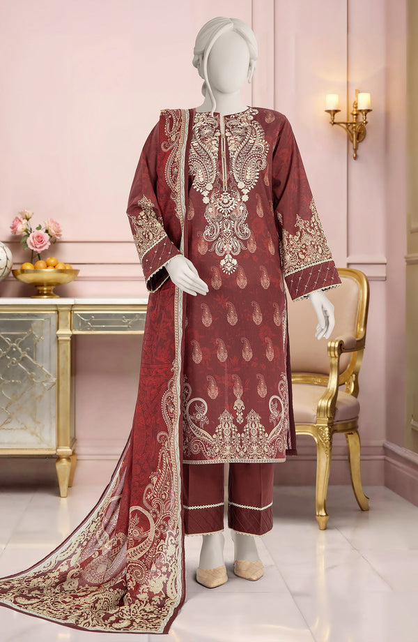 EMBROIDERED PRINTED LAWN 3PCS UNSTITCHED