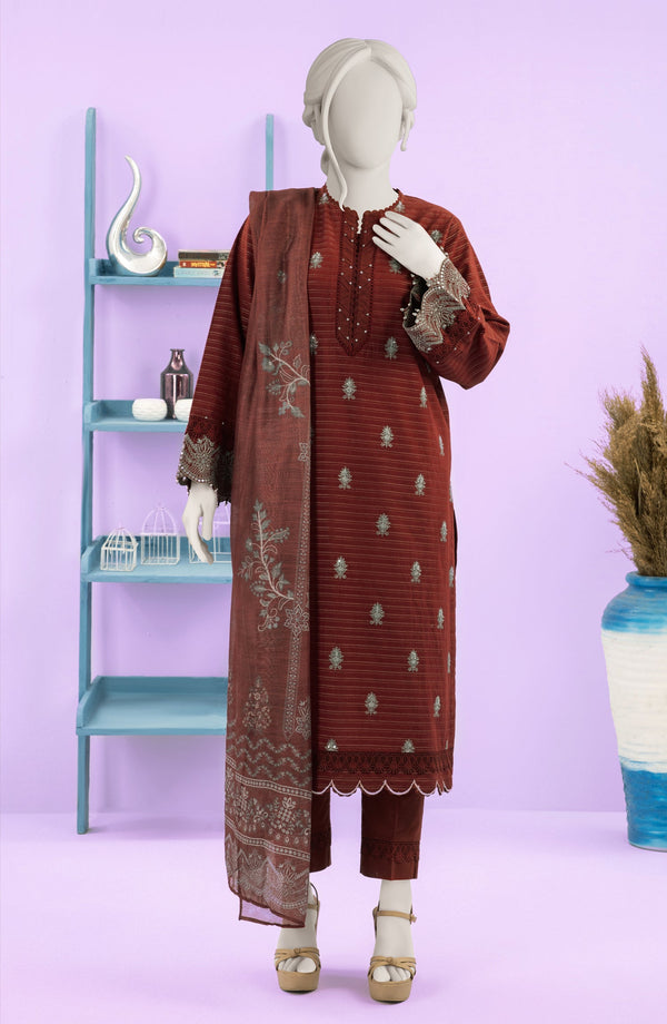 SUMMER'25 EMBROIDERED ZARI TAAR 3PCS UNSTITCHED