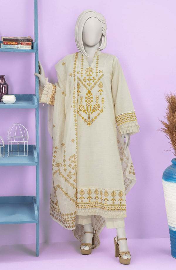 EMBROIDERED ZARI TAAR 3PCS UNSTITCHED