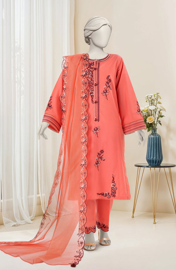 EMBROIDERED CAMBRIC 3PCS UNSTITCHED