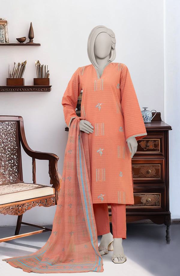 EMBROIDERED ZARI TAR STITCHED 3 PIECE