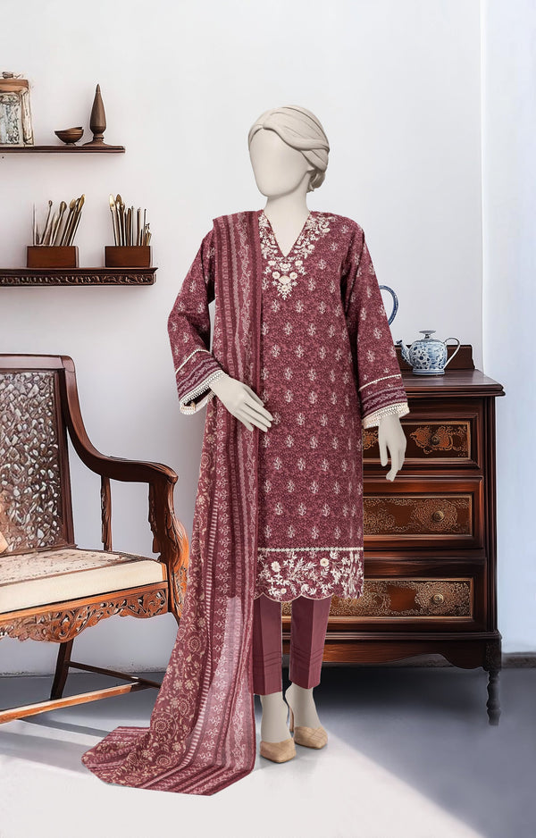 FESTIVE'25 EMBROIDERED DIGITAL PRINTED LAWN 3PCS STITCHED