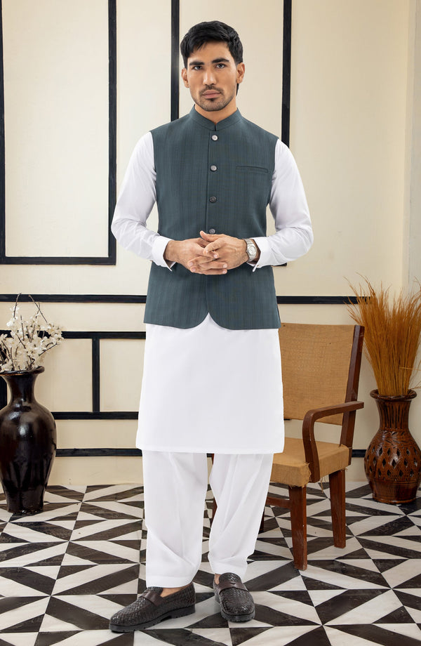 TEAL GREEN BLENDED WAISTCOAT