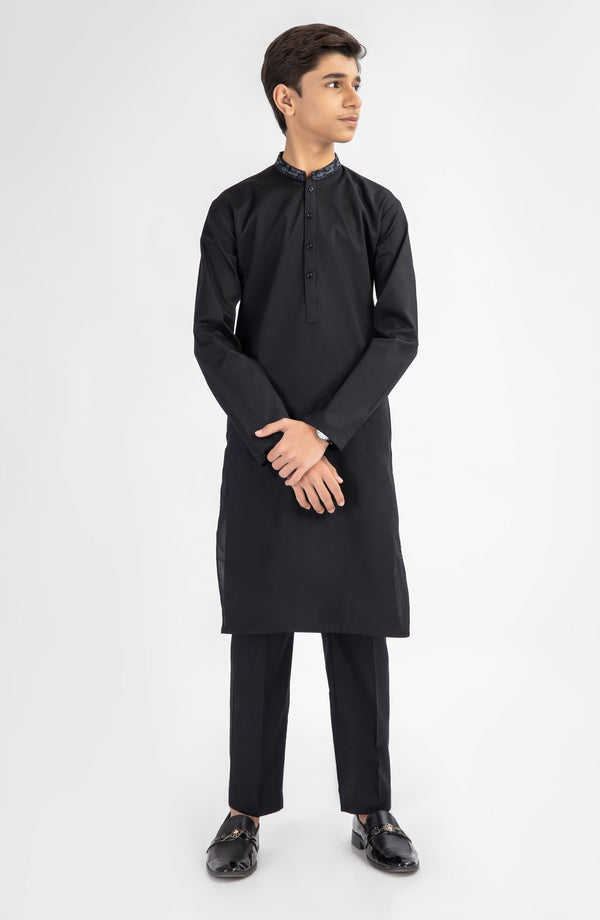 SUMMER'25 TEENS KURTA PAJAMA EMBROIDERED BLACK
