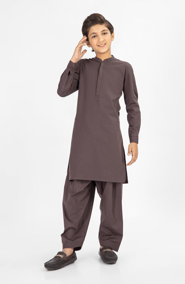 SUMMER'25 BOYS KAMEEZ SHALWAR CHOCOLATE BROWN