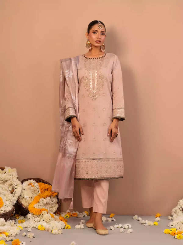 3Pc Unstitched Festive Embroidered Suit (No050)
