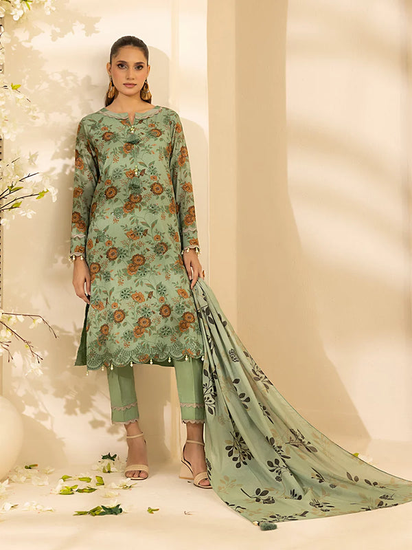 3PC Unstitched Embroidered Lawn Suit (P365)