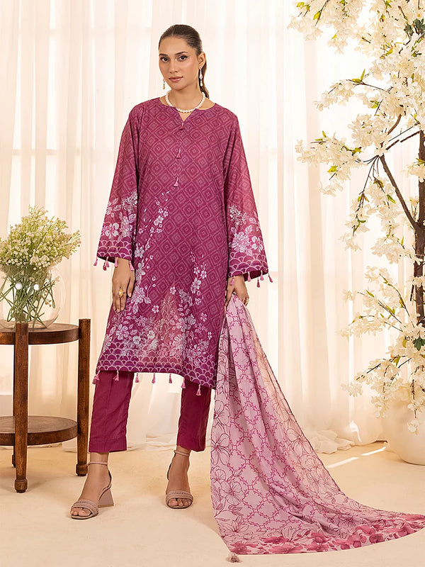 3PC Unstitched Lawn Printed  Suit (P373)