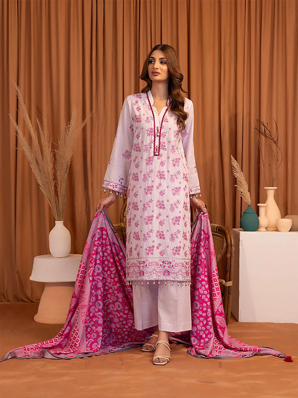3PC UNSTITCHED EMBROIDERED LUXURY KHADDAR SUIT