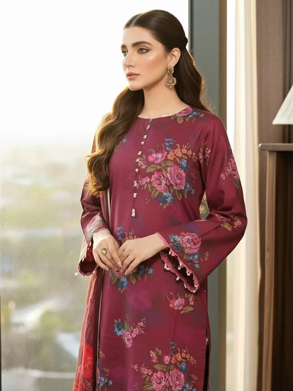 3PC Unstitched Printed Cambric Suit (SSW6U3P320)