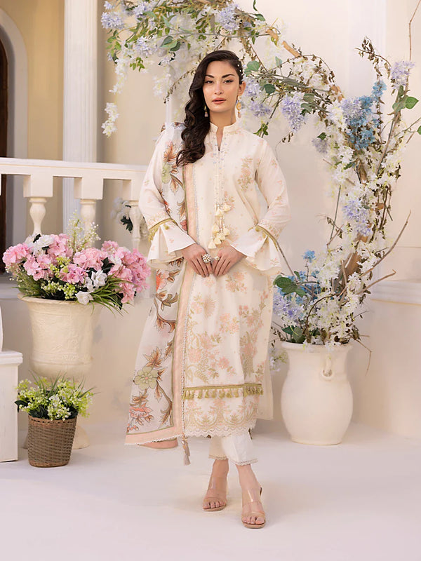 3PC Unstitched Embroidered Luxury Suit (P107)