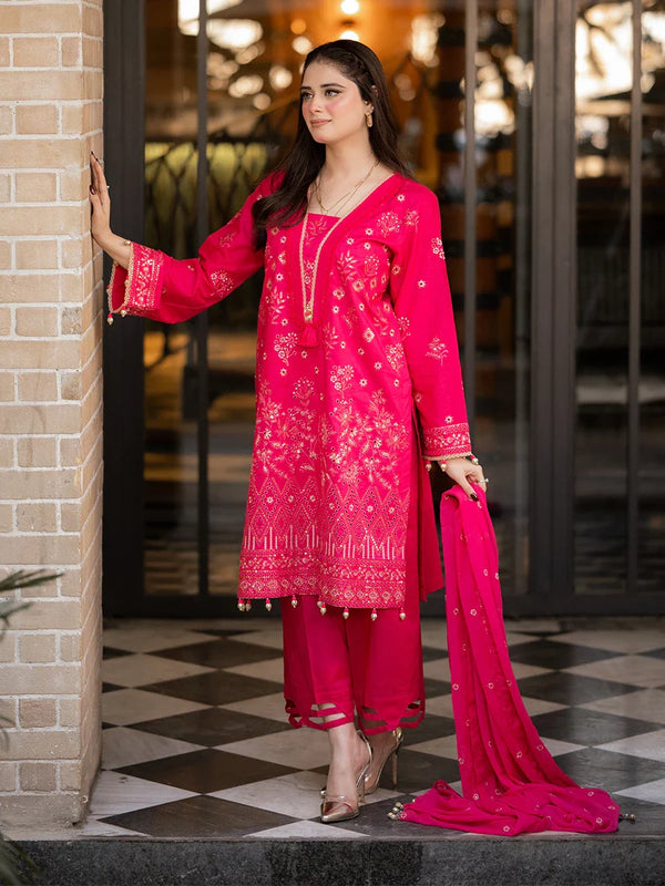 3PC UNSTITCHED EMBROIDERED LUXURY LAWN SUIT