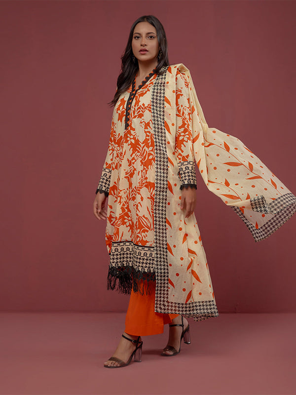 3pc Unstitched - Printed Cambric Suit