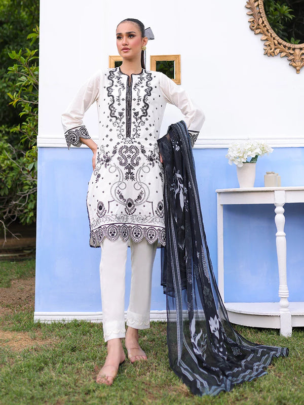 3pc Stitched Basic Embroidered Cambric Suit