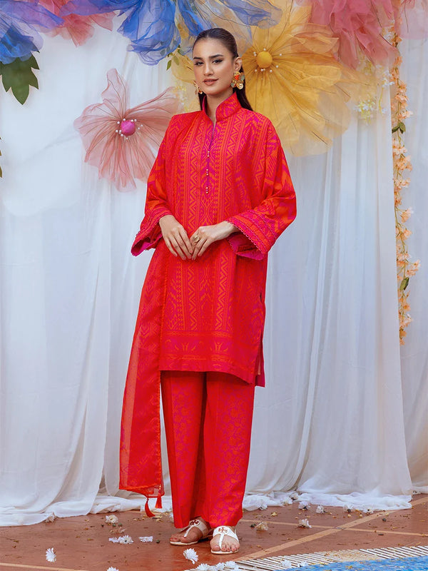 3PC Unstitched Printed Lawn Silk Suit