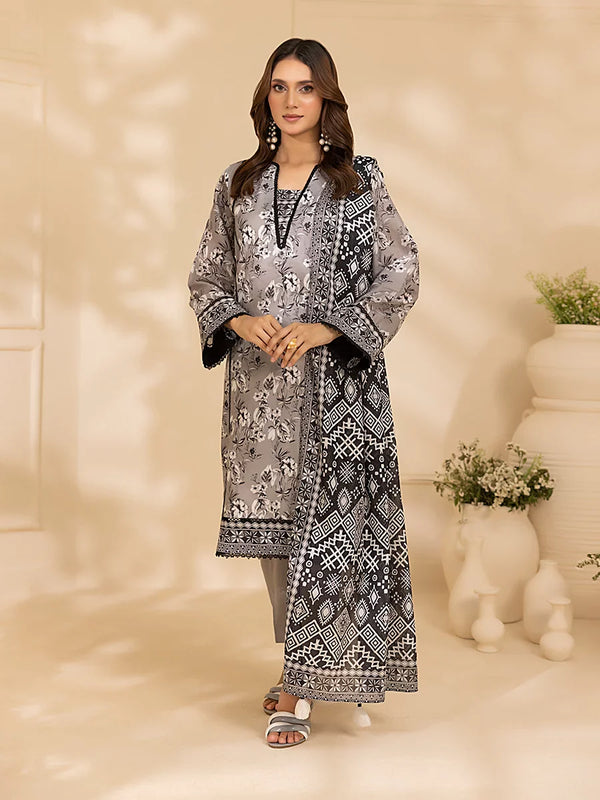 3PC Unstitched Lawn Printed Suit (P313)