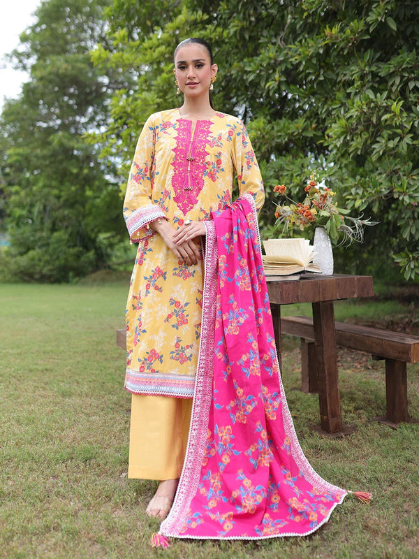 3PC STITCHED LUXURY CAMBRIC EMBROIDERED SUIT