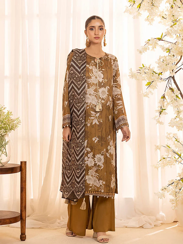3PC Unstitched Lawn Printed Suit (P372)