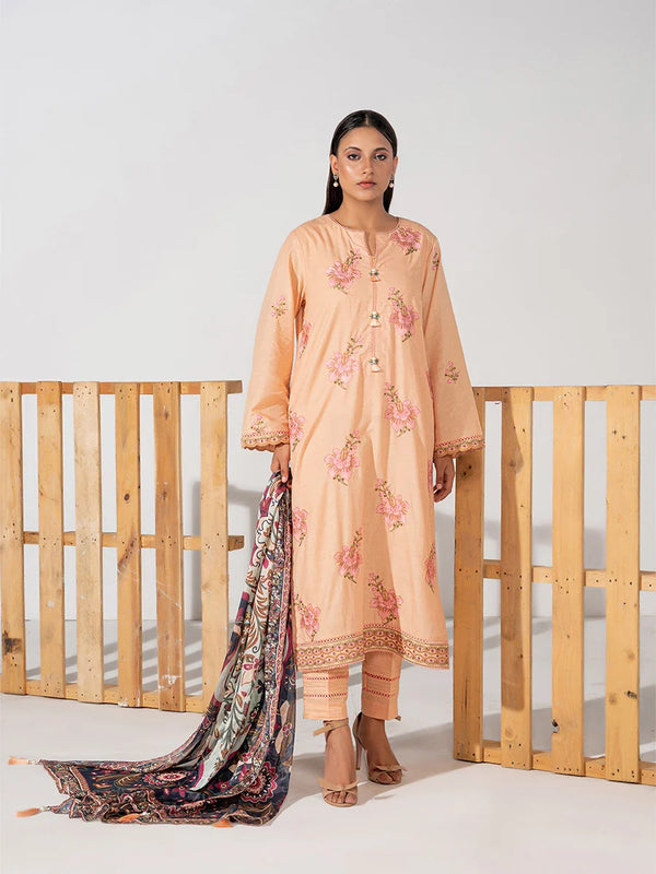 3PC EMBROIDERED LAWN SUIT (ALM026)