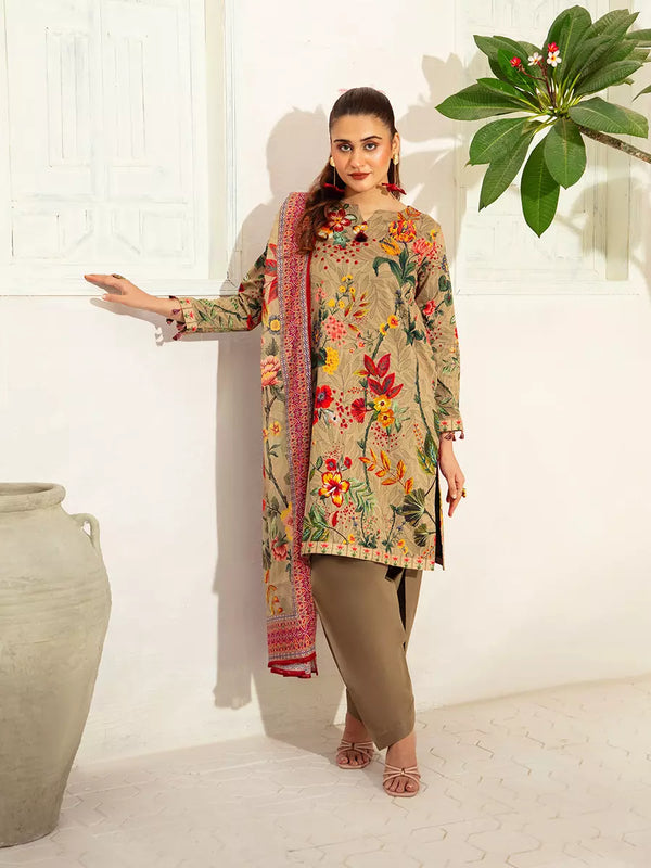 3PC Unstitched Bana Dora Printed Suit (P285)
