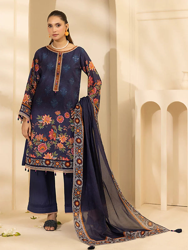 3PC Unstitched Embroidered Lawn Suit (P364)